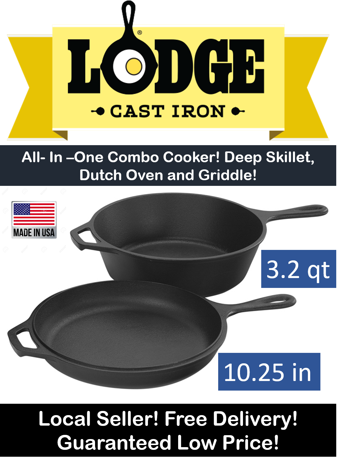 lodge combo cooker cast iron 10.25