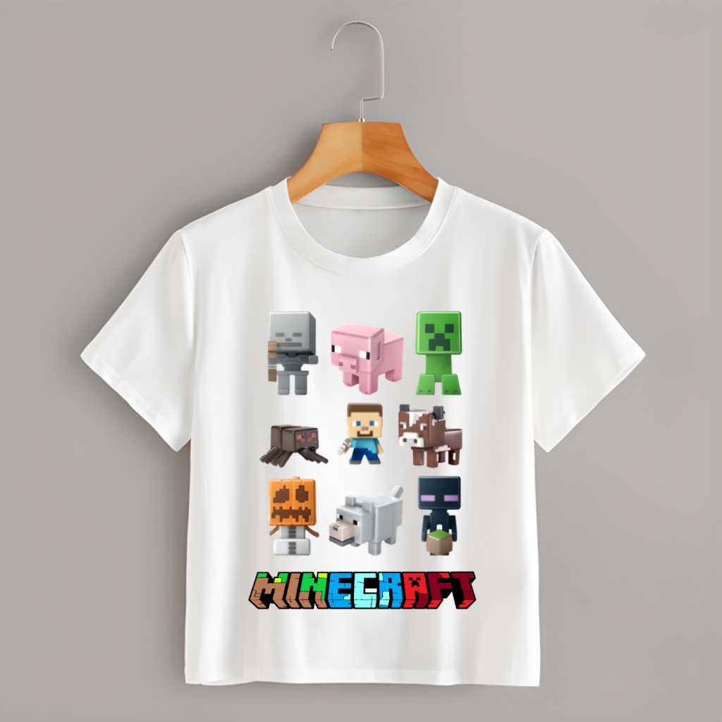 Áo Thun Minecraft V2 màu trắng dành cho bé trai bé gái