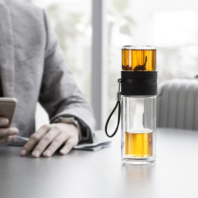 Bình lọc trà travel Samadoyo C001C (nâu) 238mL