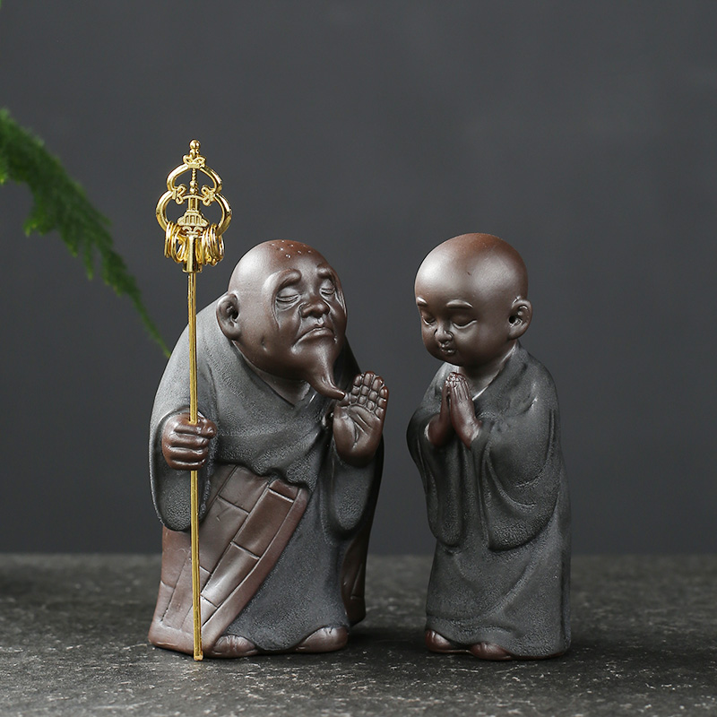 Purple Sand Zen Ritual Buddha Little Monk Tea Pet Boutique Manufactured and Feedable Black Gold Sand Tea Art Main Tea Plate Decoration