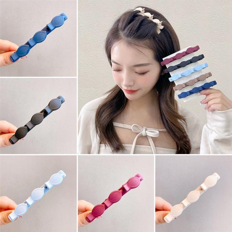 Kẹp tóc bện màu trơn, kẹp tóc bện đôi, kẹp tóc tóc mái bên