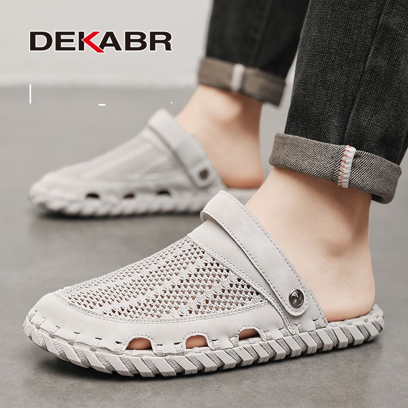 DEKABR Fashion Mesh Patchwork New 2024 Men Sandals Hollow-Out Breathable Summer Shoes Men Outdoor Beach Sandals Casual Footwear. 