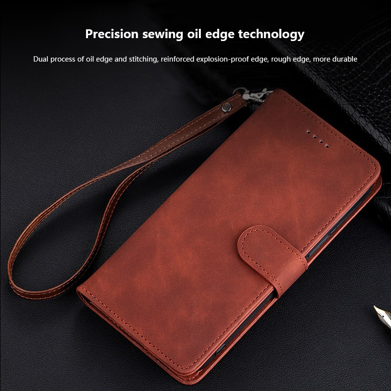 (With Lanyard)Tokifu For iPhone 14 14 Pro New Business Minimalist Flip Style Leather Anti Fall Protective Back Cover.