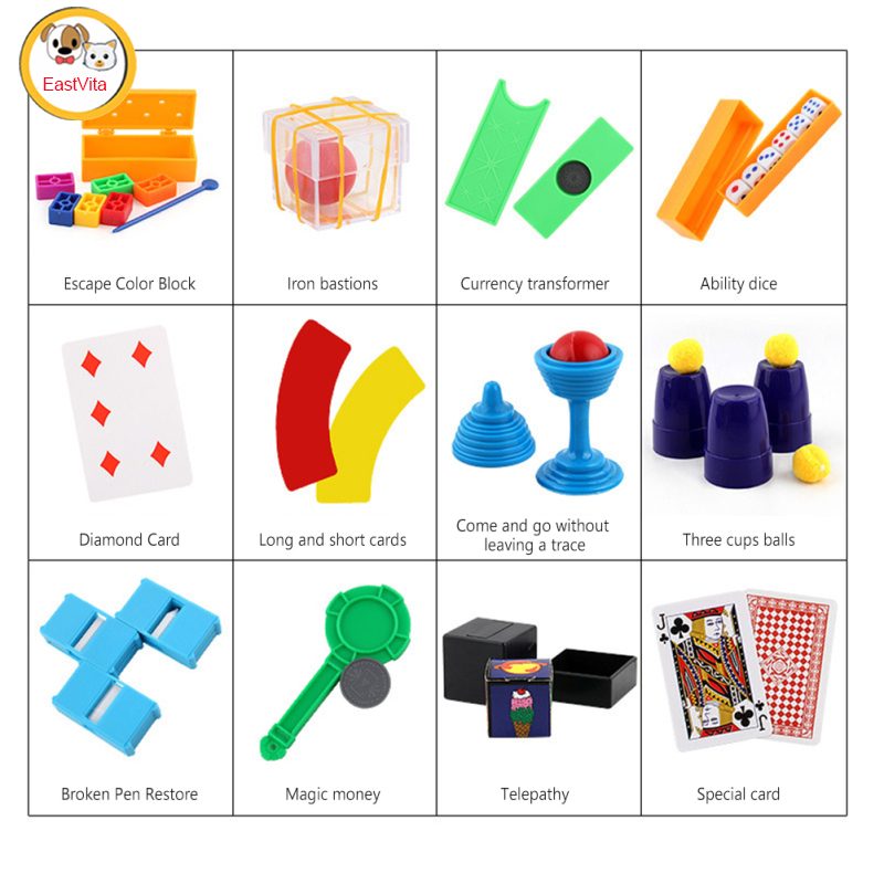 Magic Props Set For Children Close-range Stage Magic Performing Props Tricks Toys Kit For Birthday Gifts