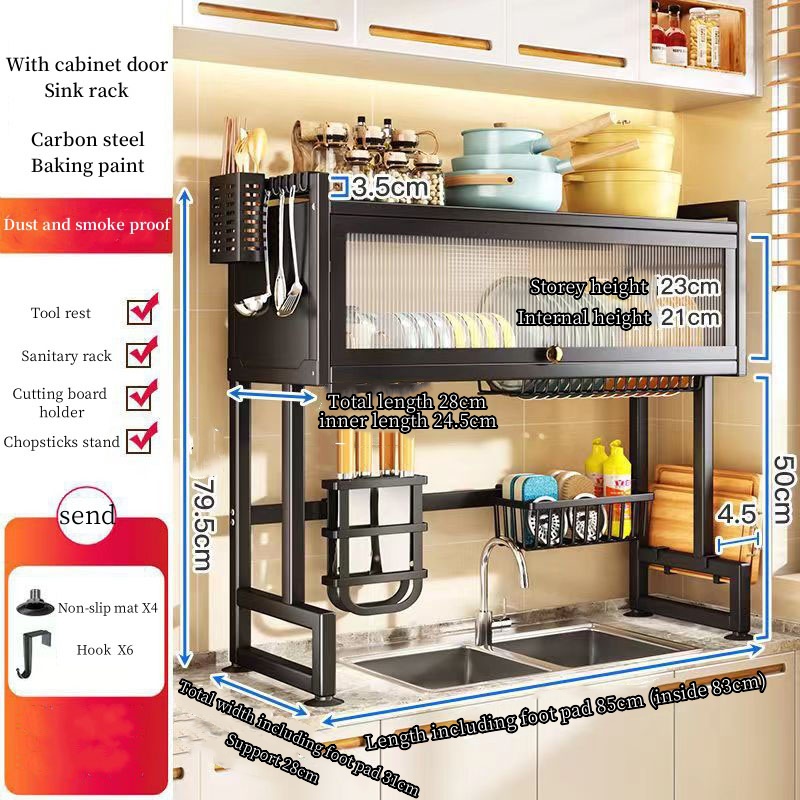 Dish drain rack Multi-purpose countertop dishwashing sink Kitchen sink shelf Bowl above sink Storage cupboard
