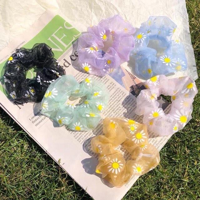 Dây buộc tóc, cột tóc vải scrunchies HOA CÚC siêu đẹp