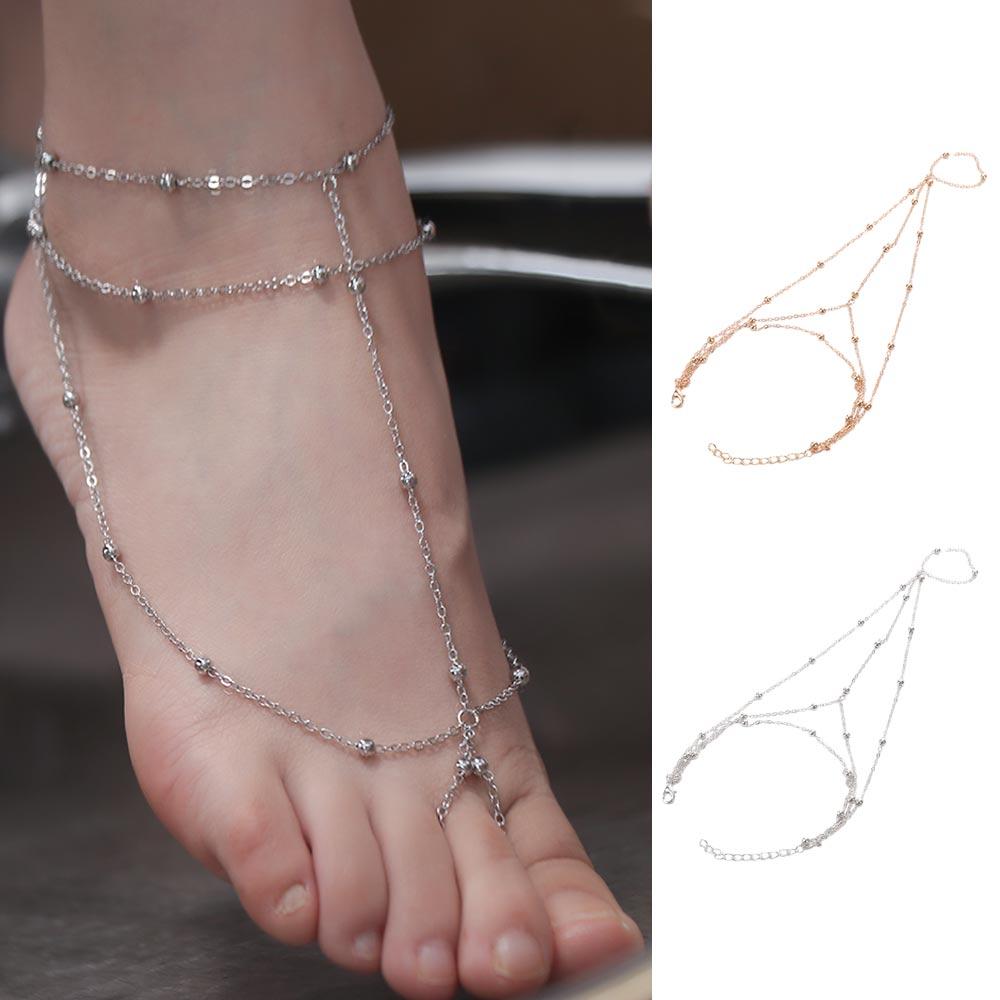 【Quality】 Foot Chain Vintage Mesh Tassel Toe Anklet Beads Exotic Charm Court Style Anklet Bracelet Multilayer Alloy Foot Jewelry Wedding.