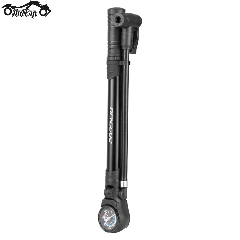 BENGGUO Manual Air Pump Portable Bike Pump Inflator High-pressure 120PSI with Gauge for Electric Bike Motorcycle Car