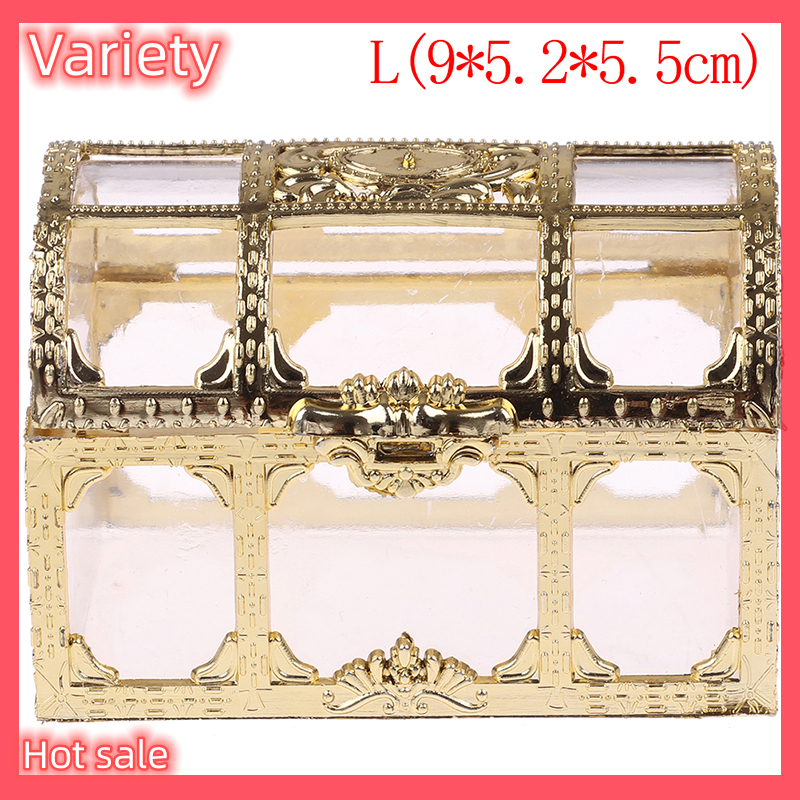 Variety ✨Hot Sale✨ 1PC Portable Candy Hollow Gold Silver Treasure Chest Case Organizer Storage Box