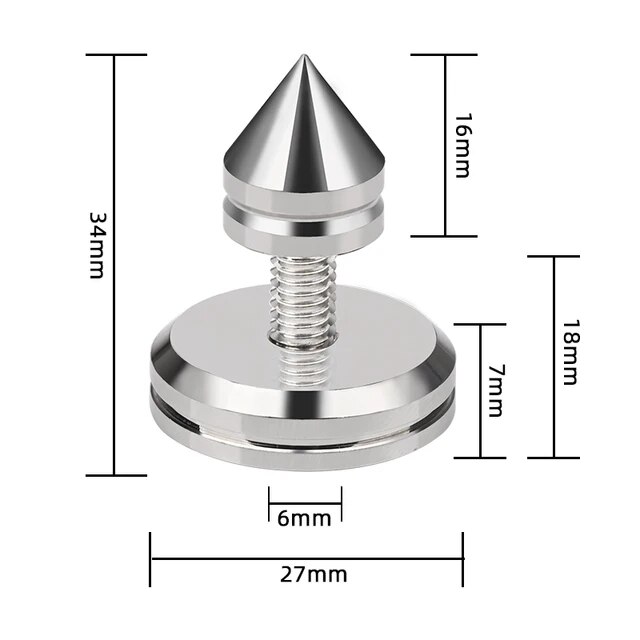 Hi-End 4 Pcs Speaker Feet Spikes Pure Copper Rhodium Plated Adjustable Height Shock Absorber Feet Pegs For Cd Player Speakers