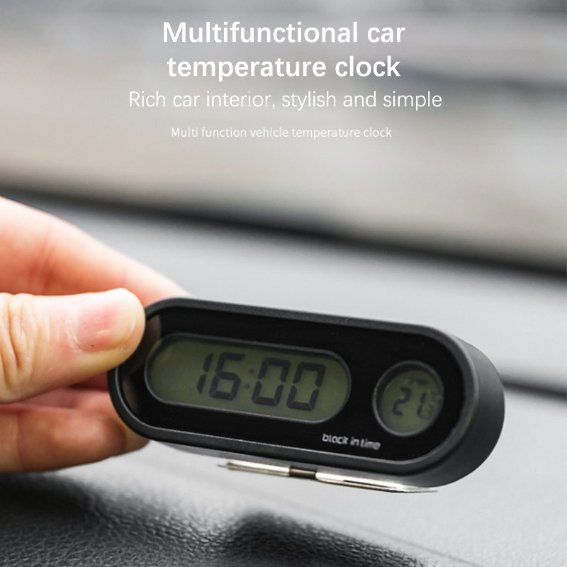 Solar Car Dashboard Clock With Temperature Display - Auto On/Off Digital Clock With LED Backlight