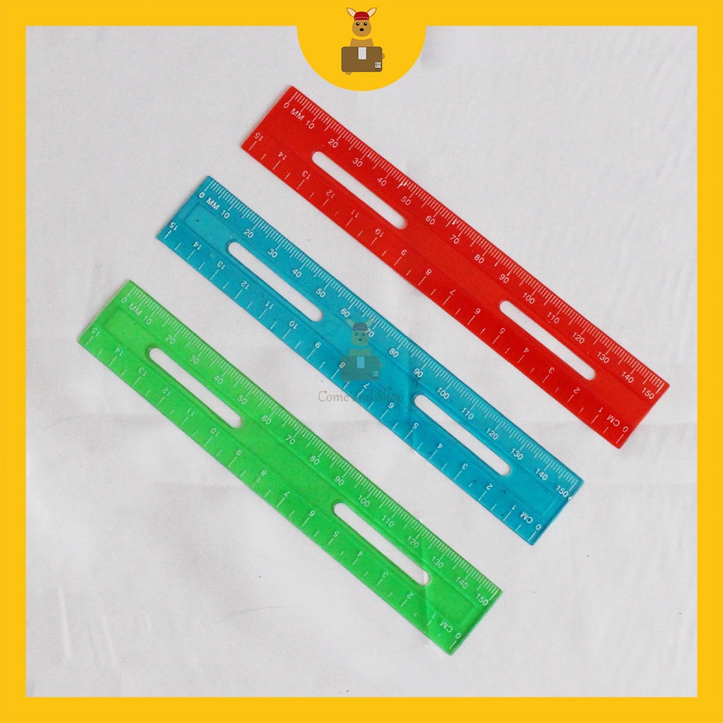 Pembatas Ruler Plastic Ruler Color Transparent Pembaris Murid Plastik Warna (15cm ...