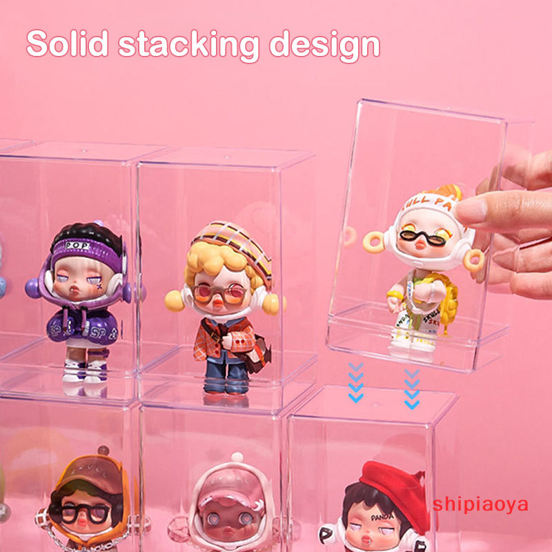 shipiaoya Stackable Acrylic Mystery Box Storage Display Frame Single Transparent Doll Box Display Stand Case Dust Proof Toys Collectible Artcrafts Boxes