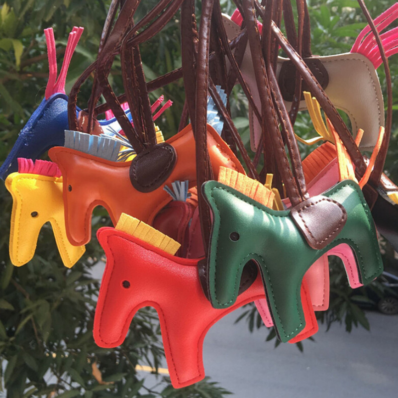 Handmade PU Leather Keyrings Horse Car Keychain Bag Charm Pendant Accessories XINZE. 