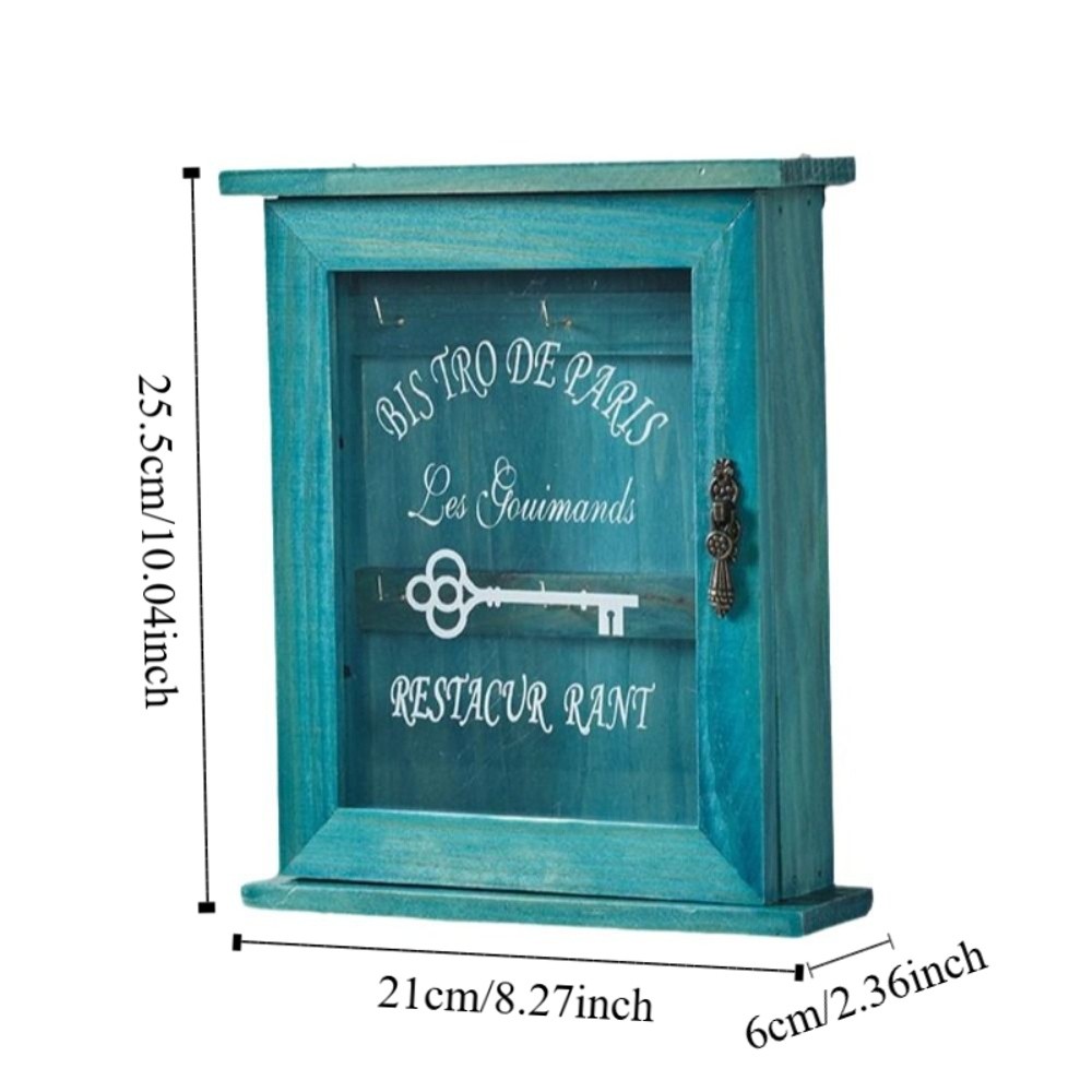 Key Box Rustic Creative Vintage Cabinet Key Rack Rustic Wooden Key Storage Box ...