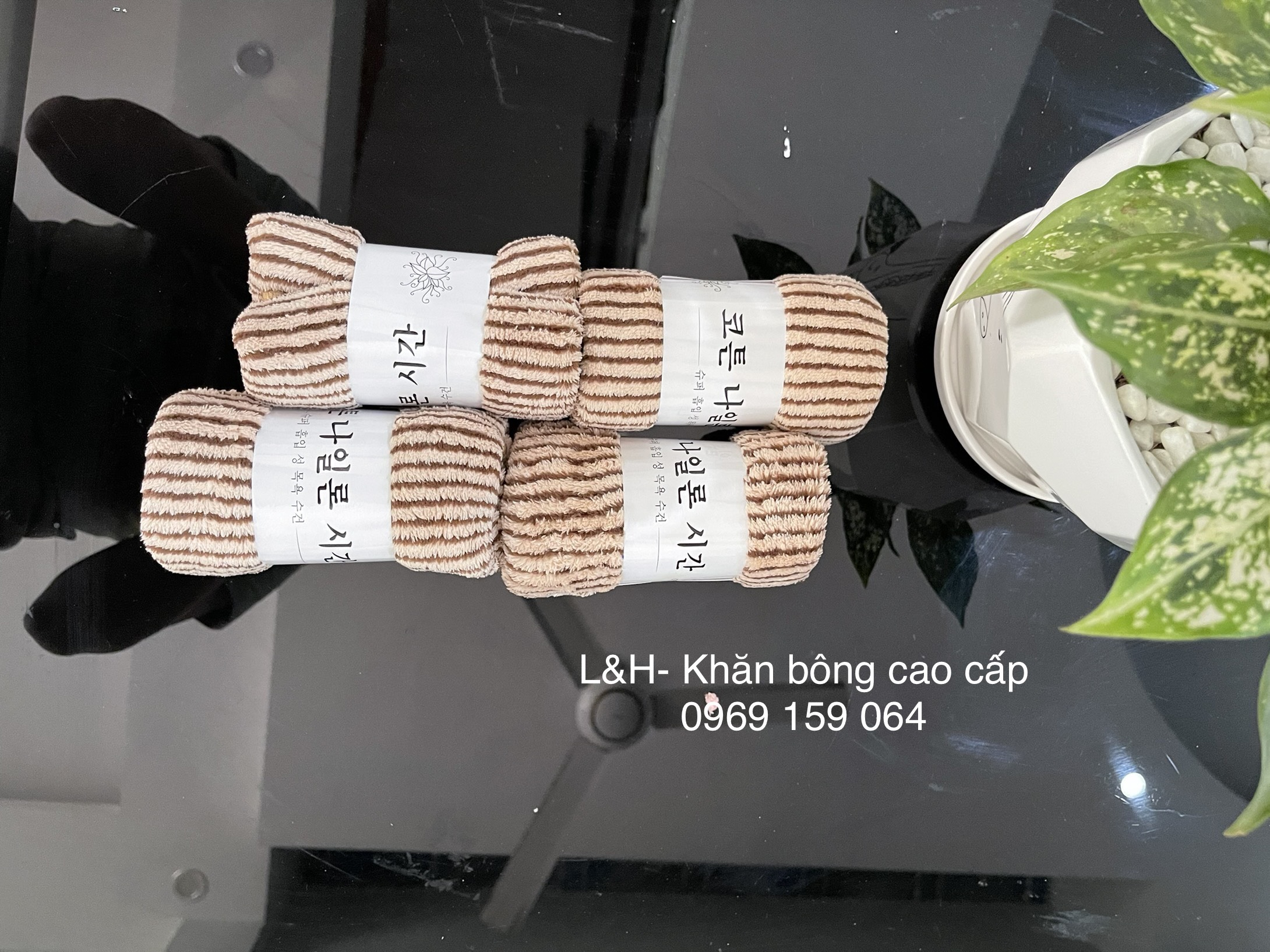 Khăn mặt lông cừu, kẻ tăm Nổi, KT 30x50cm