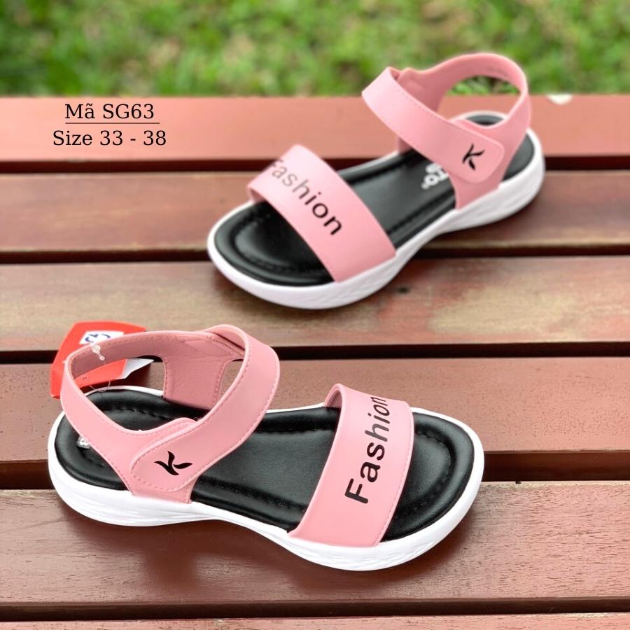 Dép quai hậu sandal bé gái KENTO quai ngang kiểu dán êm nhẹ phong cách Hàn Quốc cho học sinh nữ 8 - 15 tuổi SG63