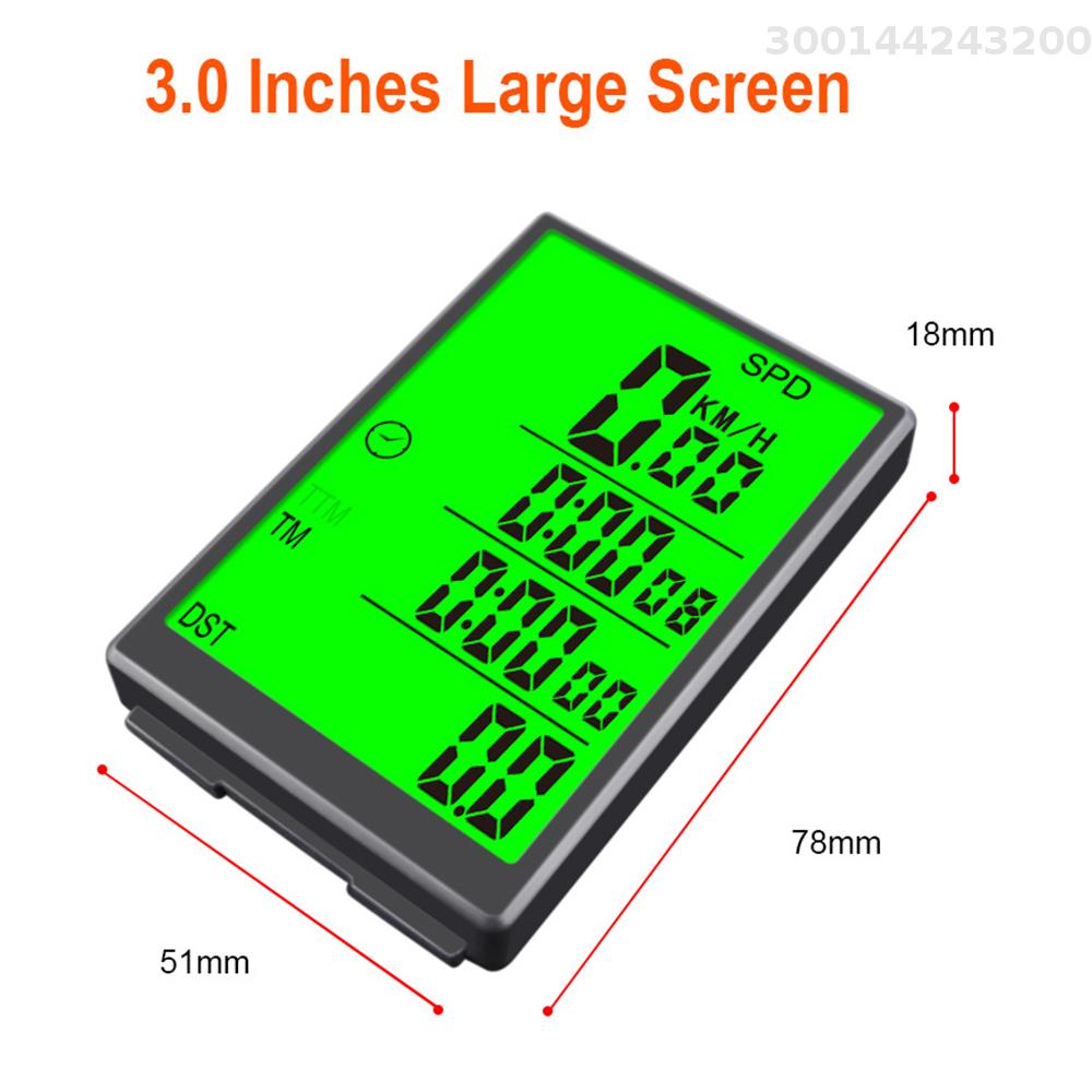 TOMSHOO Sunding đồng hồ xe đạp không dây máy tính Xe đạp không thấm nước Speedometer với đèn nền LCD màu xanh lá cây
