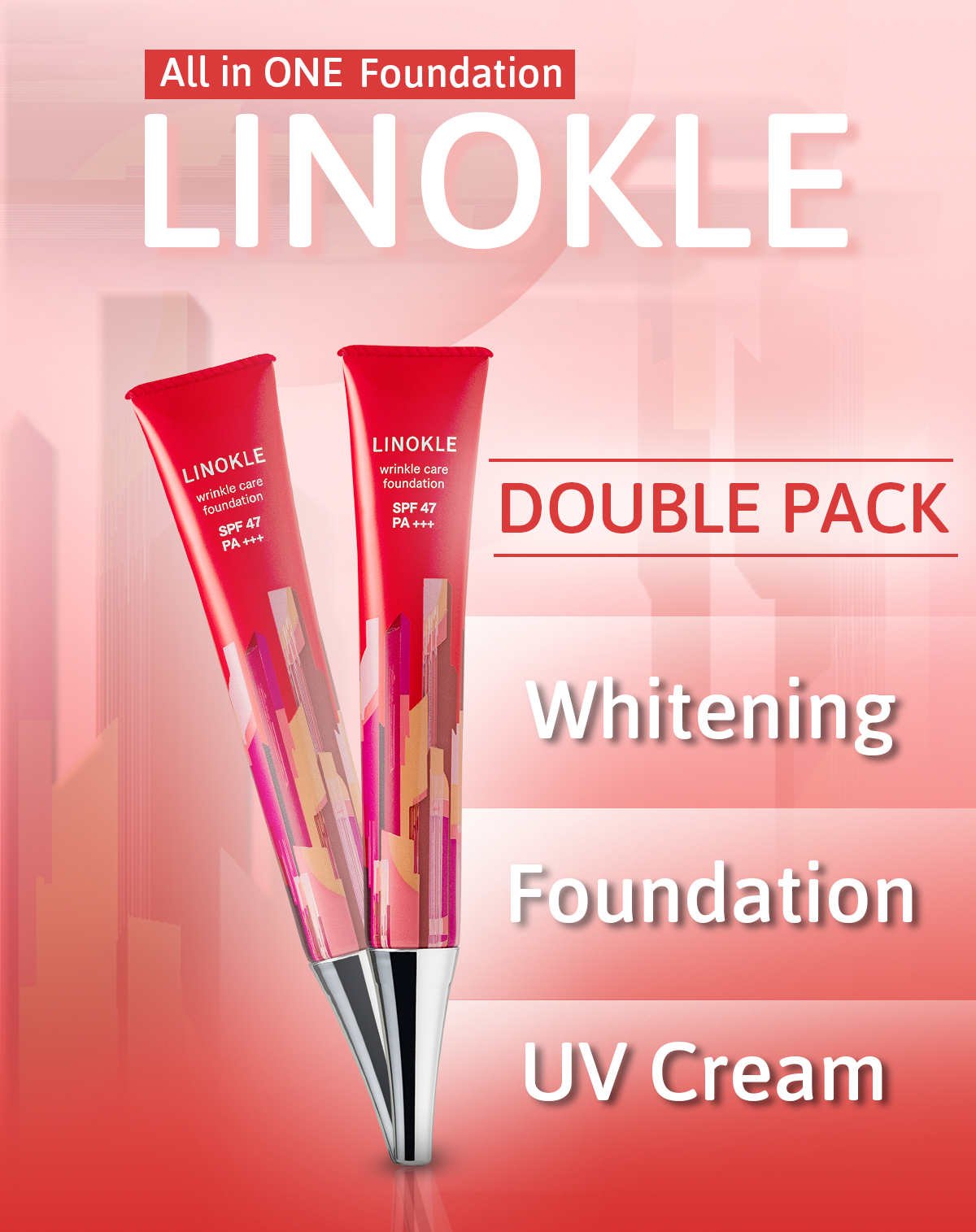 2 tubes] Linokle Foundation | anti-wrinkle and whiteing foundation