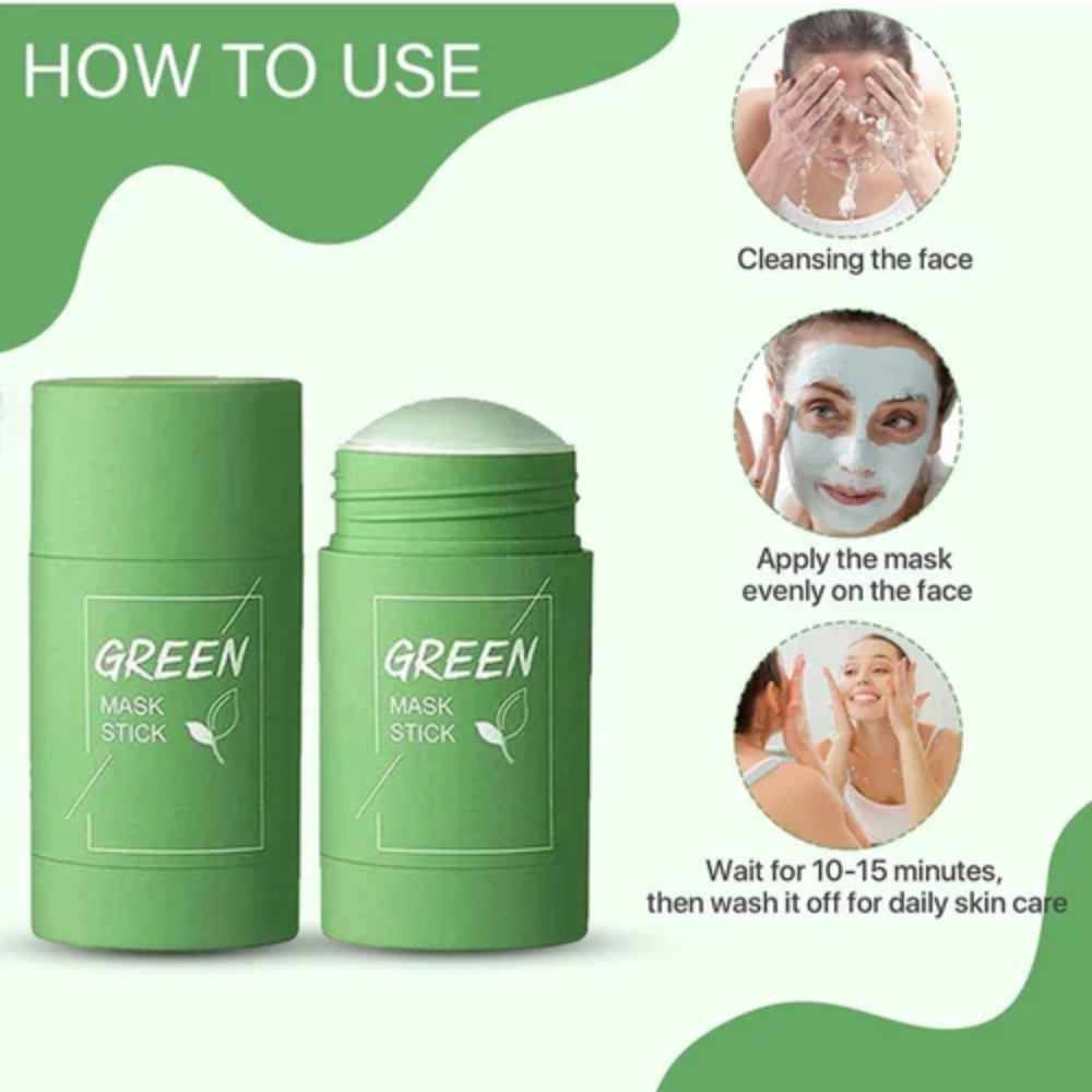 Natural Green Tea Mask Stick Deep Cleansing Oil Control Anti Acne Moisturizing Refreshing Lazy Solid Mask Green Tea Mask Stick. 