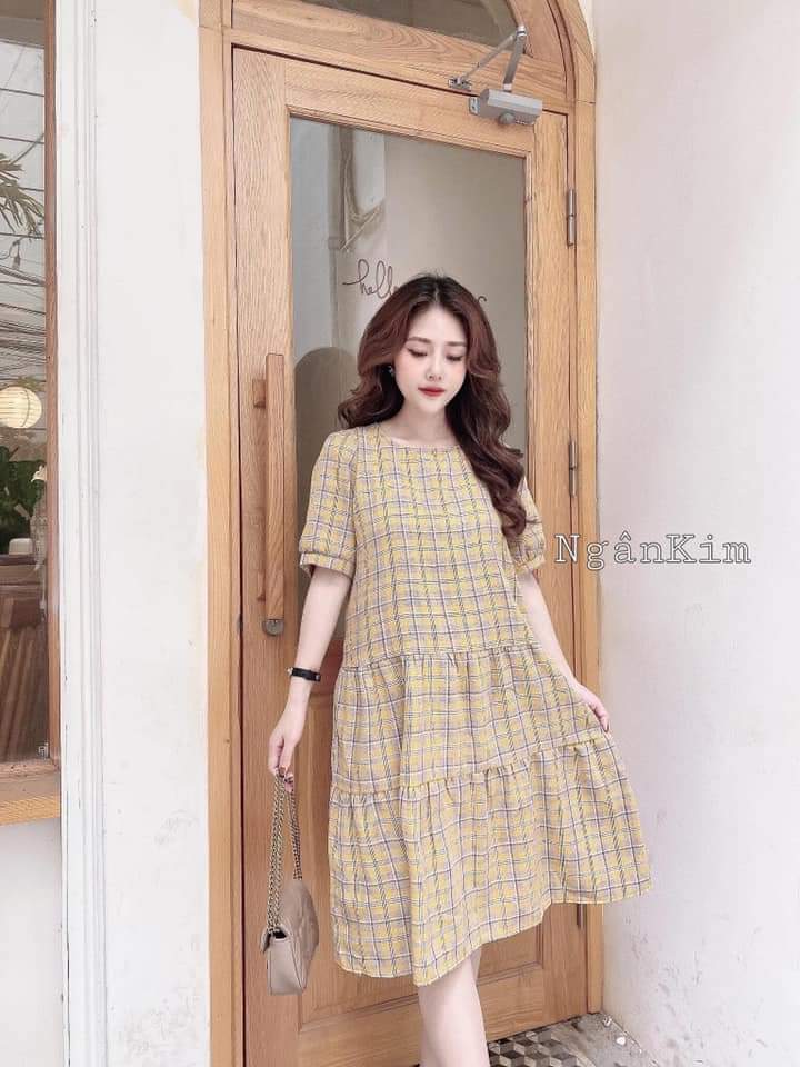 Váy bầu thời trang thiết kế M161 chất lụa hàn châu freesize từ 45 đến 70kg