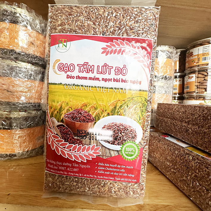 Gạo tấm lứt đỏ hữu cơ Việt Nam gạo 6 tháng-Túi 1kg dùng ăn số 7