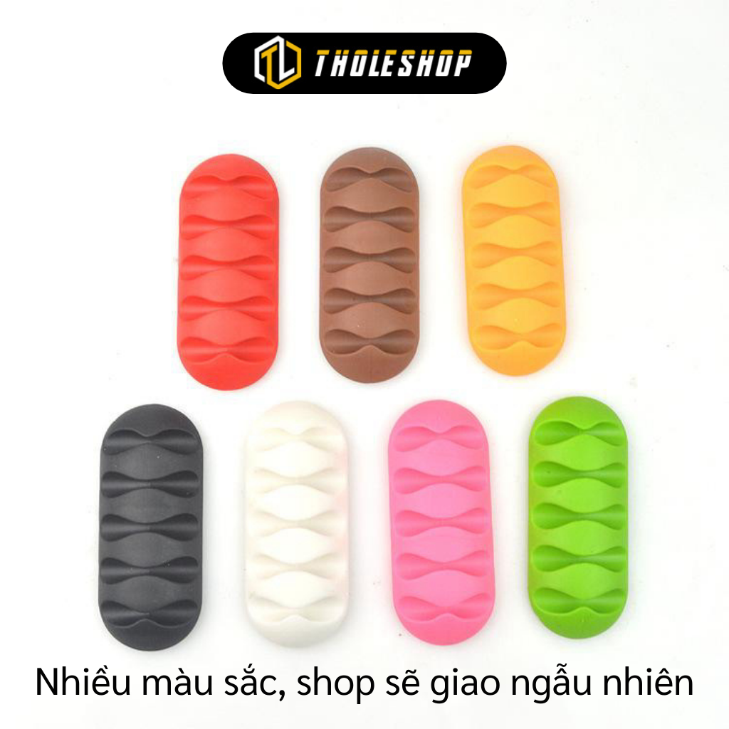 Kẹp cố định dây cáp sạc điện thoại - Đế dán silicone cố định dây sạc, cáp mạng gọn gàng, tiện dụng