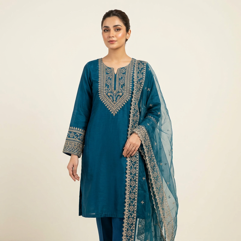 Kusiana Febrics Georgette Embroidery Work Salwar Kameez For Stylish Design For Women.