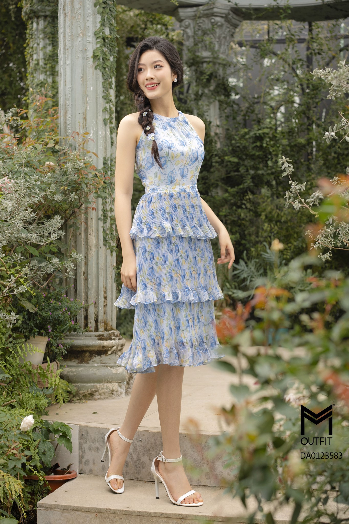 Đầm maxi, tùng dập ly nhăn 3 tầng