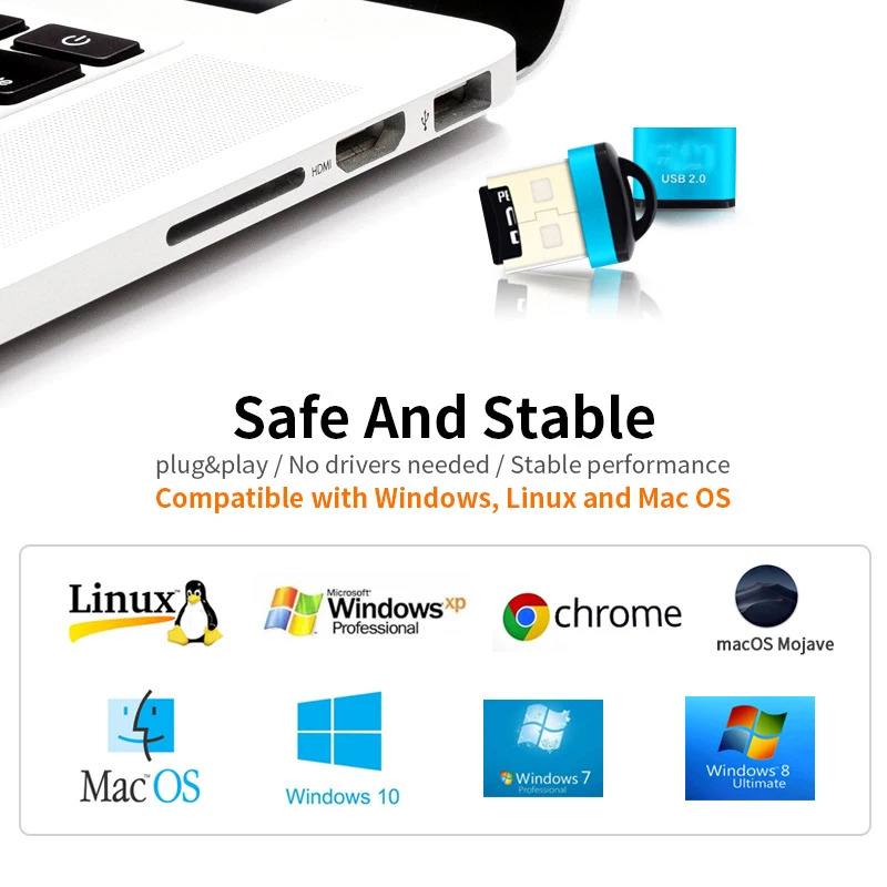 Đầu đọc thẻ mini Micro SD/Thẻ TF/Thẻ nhớ điện thoại di động đầu đọc thẻ di động Bộ chuyển đổi OTG phụ kiện máy tính xách tay Bộ chuyển đổi USB