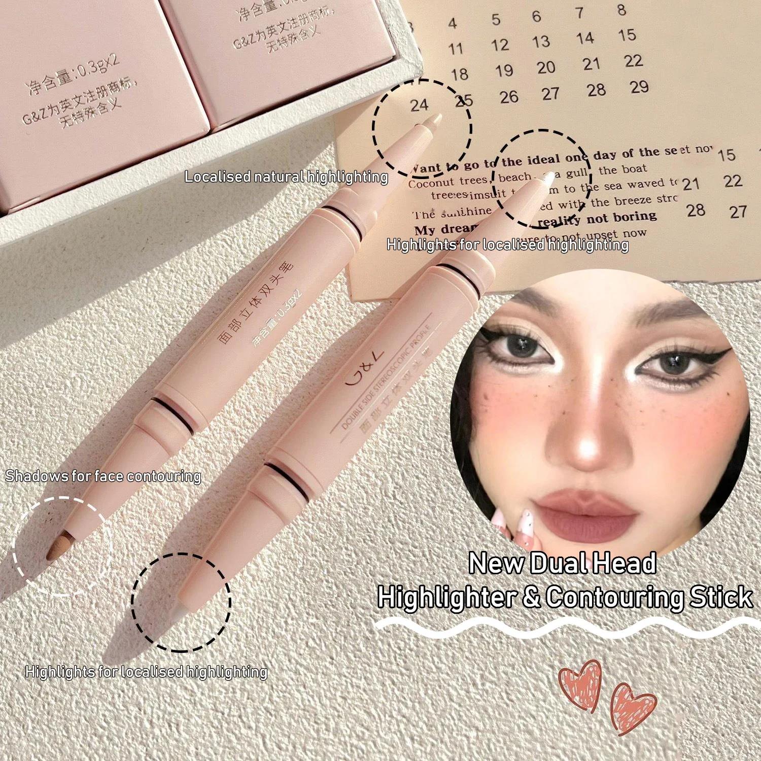 Matte%20Pearl%20White%20Highlighter%20Pen%20Double-headed%203D%20Contouring%20Make%20Up%20Stick%20Face%20Multifunctional%20Lying%20Silkworm%20Brighten%20Pencil%20-%20Image%208