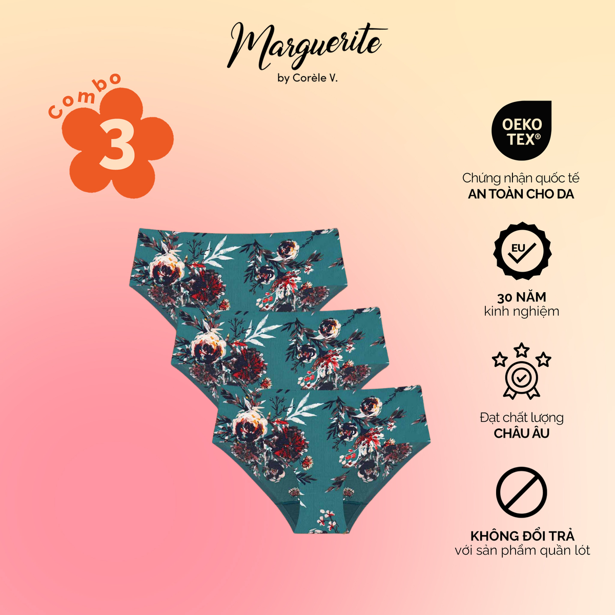 COMBO 3 QUẦN LÓT NỮ – MARGUERITE – 03058