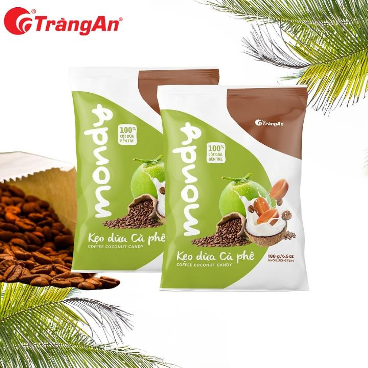 Thanh Hoá - 2 gói Kẹo dừa cà phê Mondy Tràng An, 85g thumbnail