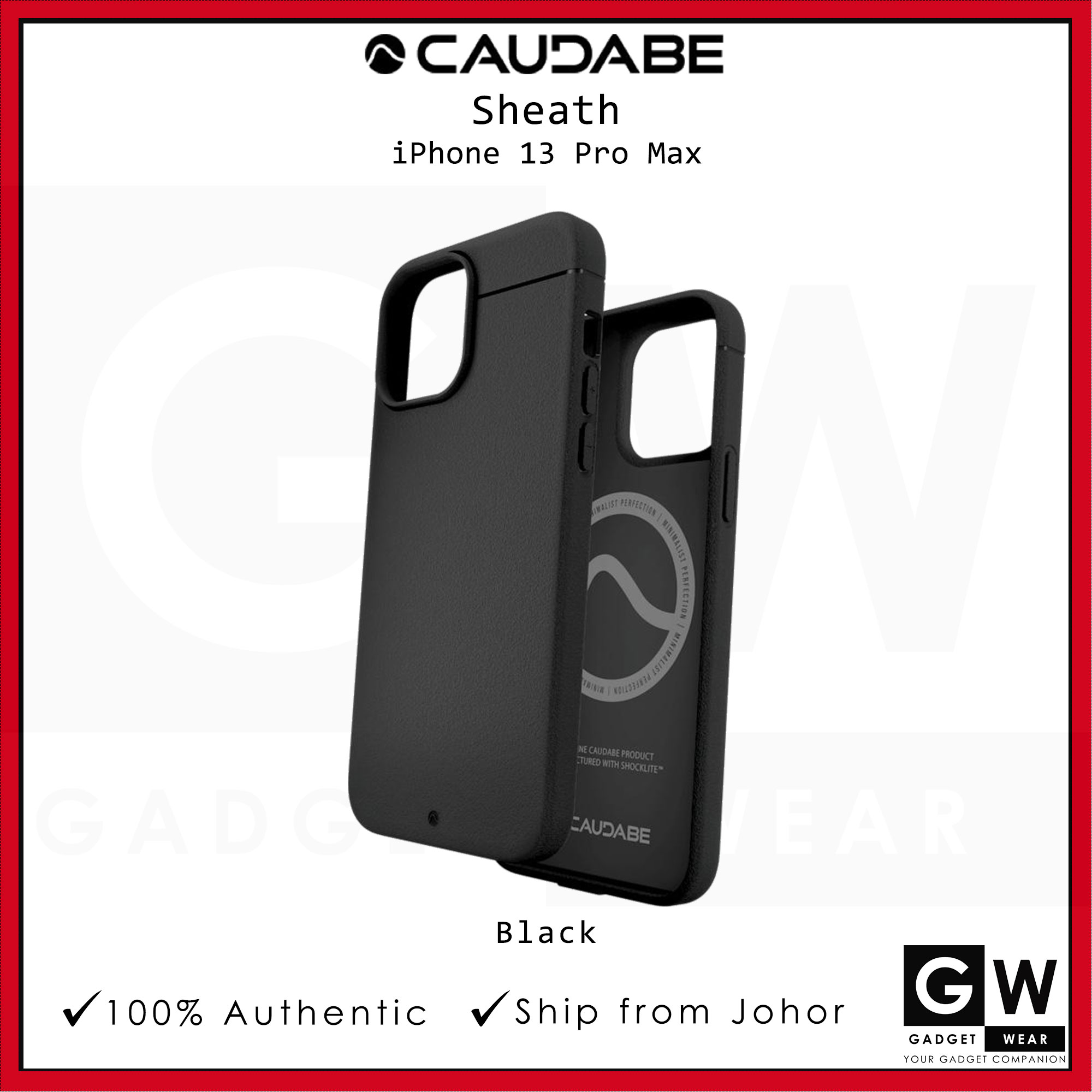 Sheath | Minimalist, Shock-Absorbing iPhone 13 Pro Case (MagSafe compatible) Black from Caudabe