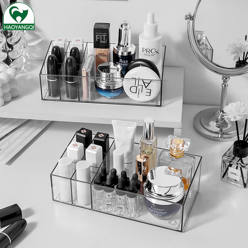 Desktop drawer cosmetic storage box multi-cell transparent PET shelf multifunctional lipstick box storage Storage box