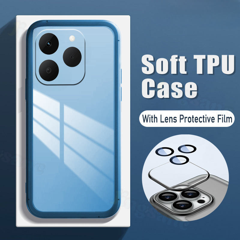Phone cover Realme 15T Back case Camera Protection Semi Transparent Soft Silicone Shockproof with Lens Protector Films For Realme 15T Phone cases.