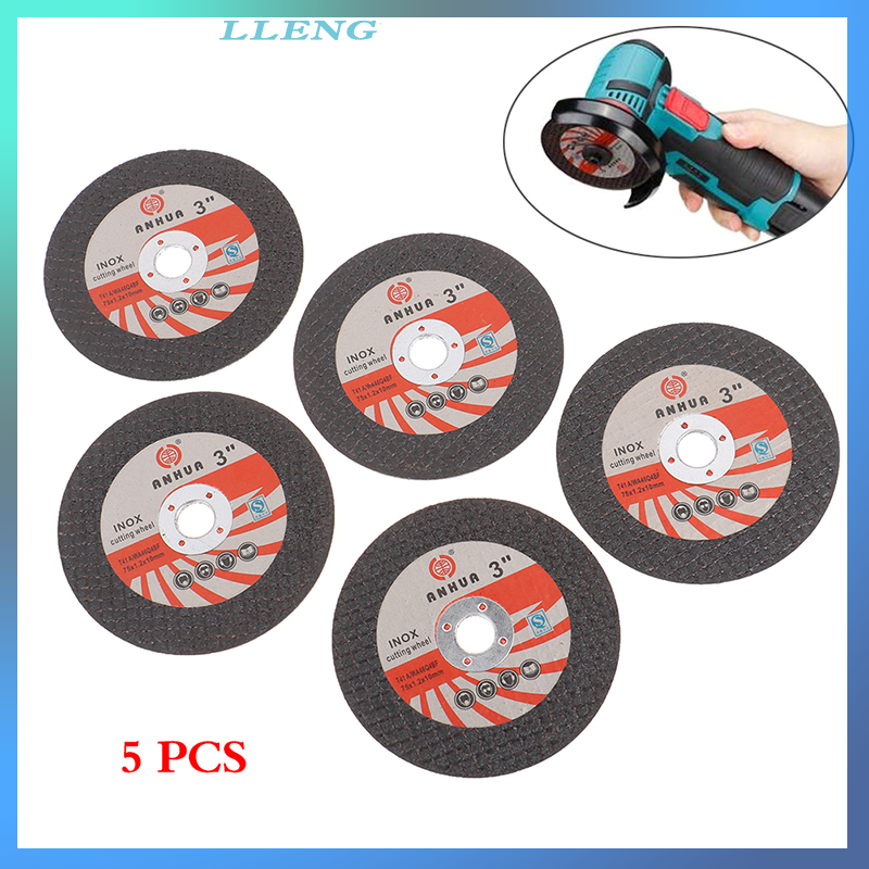 LLENG 5pcs 3inch 75x1.2x10 Hole Mini Cutting Disc Circular Resin Grinding Wheel Sanding Disc 75mm For Angle Grinder Steel Stone Cutting Angle Grinding Bit