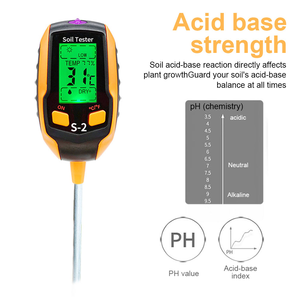 6-in-1 Soil Moisture Meter  Digital pH Meter Soil Salinity Tester Moisture/Temperature/Sunlight/Environment Humidity Meter  Soil Tester for Garden  Lawn  Farm