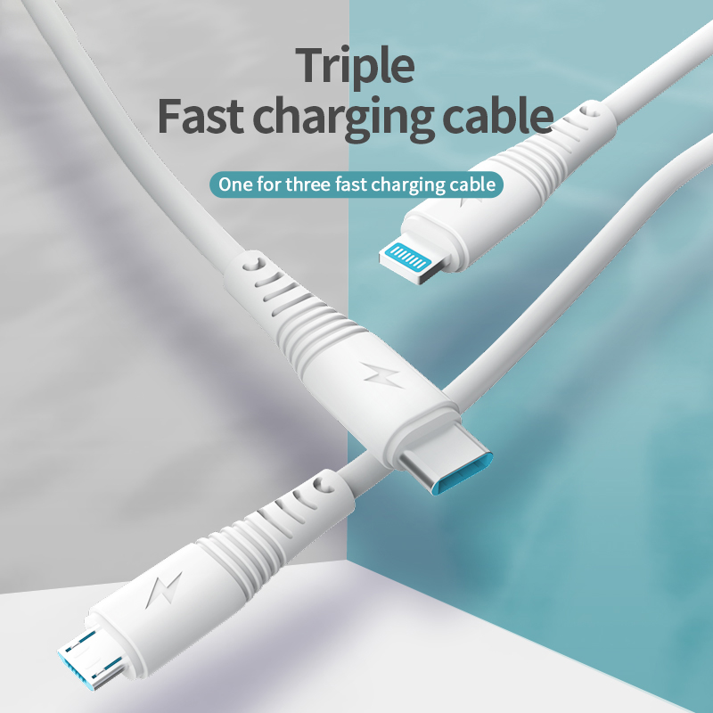 cáp sạc 3.5A Cáp sạc nhanh 3 trong 1 Micro Lightning Type-C 1.2m áp dụng cho iPhone Android Huawei Samsung VIVO OPPO Realme Xiaomi