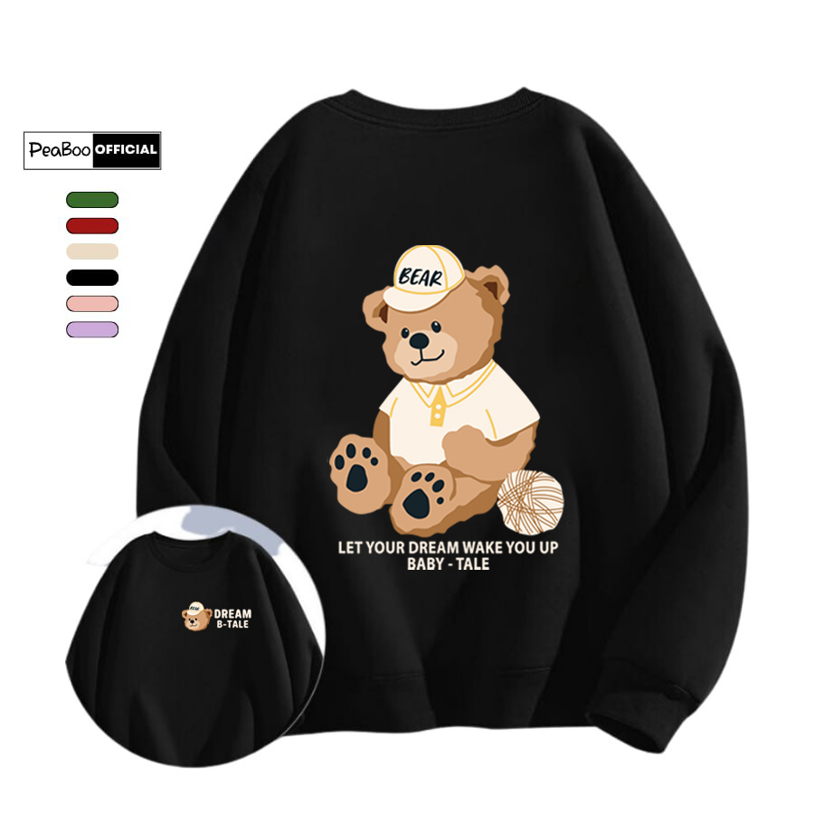 Áo sweater gấu baby tale nam nữ by peaboo unisex chất nỉ lót bông form rộng