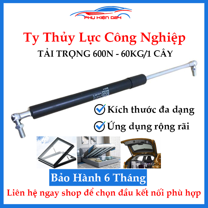 1 Cây ty thủy lực, ty chống cửa, ty công nghiệp chịu lực 600N - 60kg kích thước 40-80cm