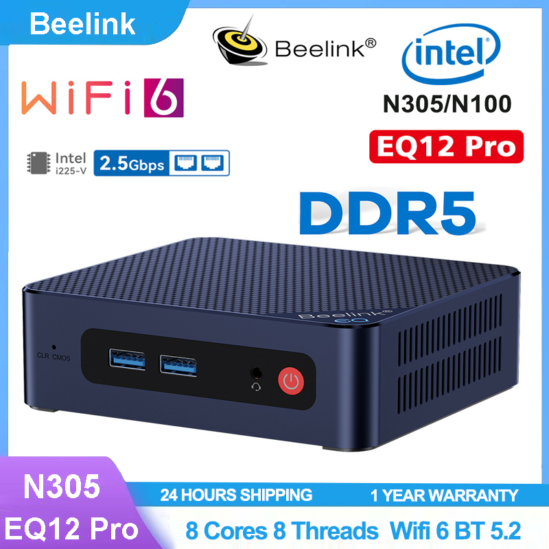 Beelink-Mini PC EQ12 Intel 12th N100, DDR5, EQ12 Pro, N305, 8GB