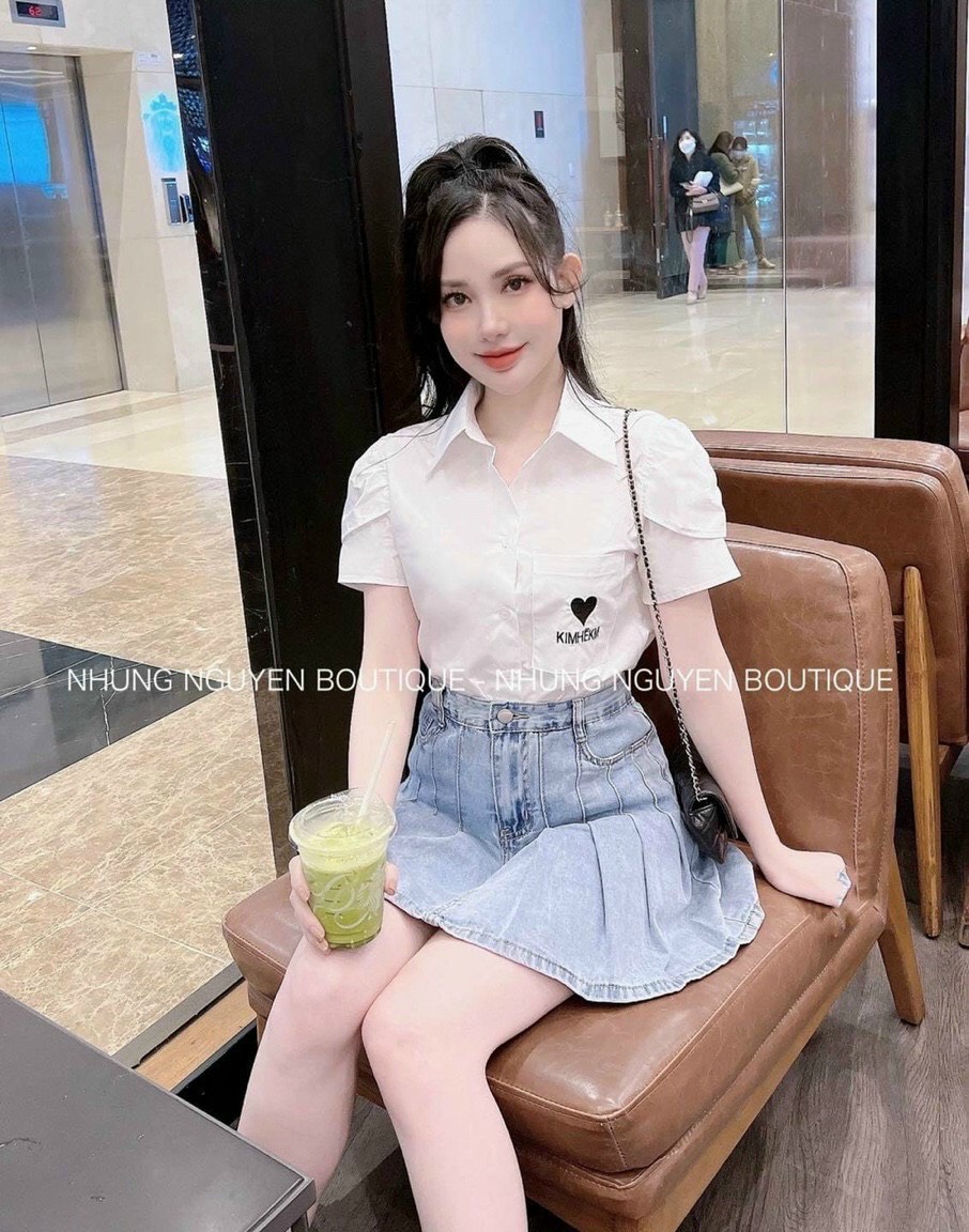 [HCM]ÁO SƠMI TAY NGẮN TRÁI TIM SIÊU CƯNG