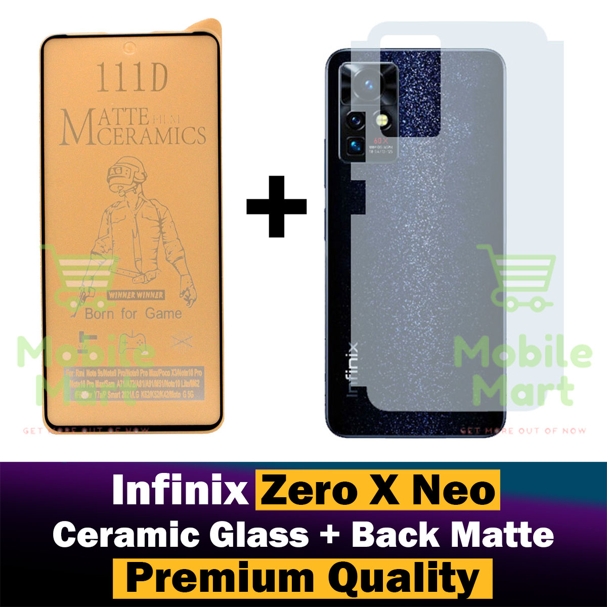 Infinix Zero X Neo Matte Glass Antishock Hybrid Film Ceramic  + Back Protector Carbon Fiber Matte Soft Skin Sheet For Infinix Zero X Neo. 