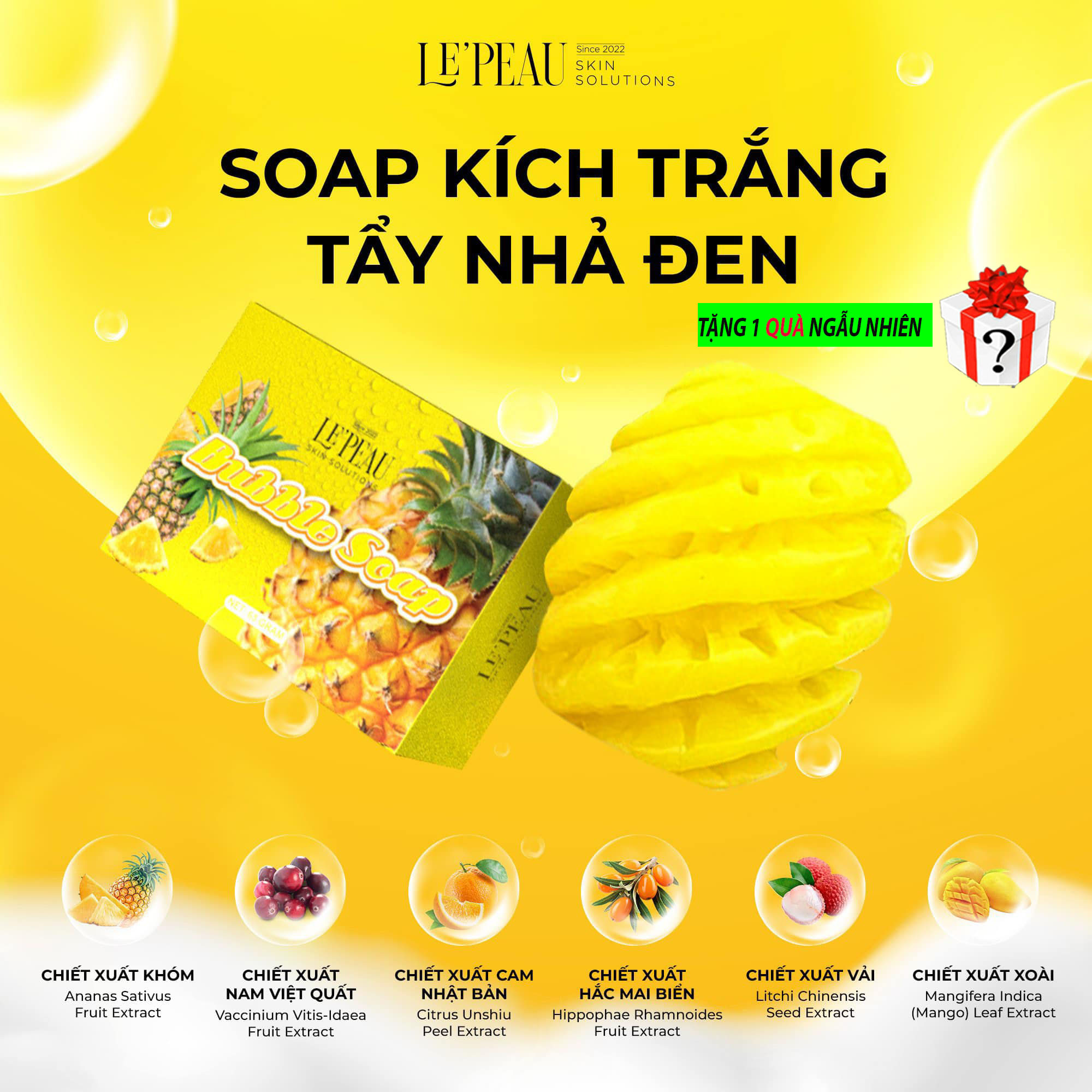 Soap tắm trắng xà bông hỗ trợ sáng da, xà phòng giúp nhả đen - bubble soap le'peau