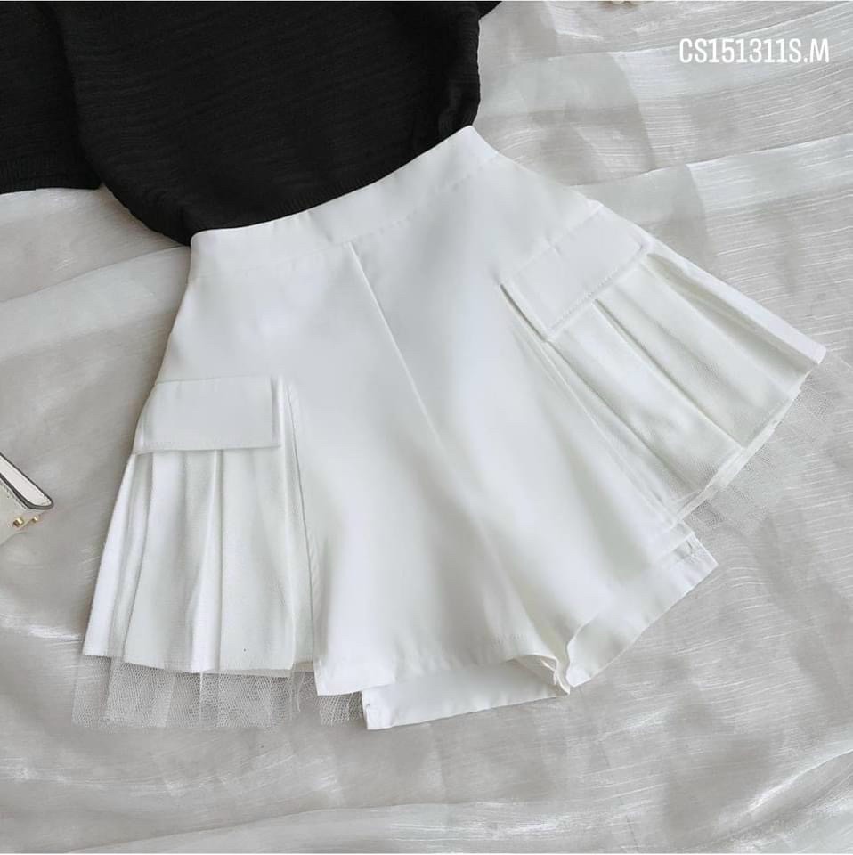 Chân Váy Xếp Ly Phối Lưới(có quần Trong)