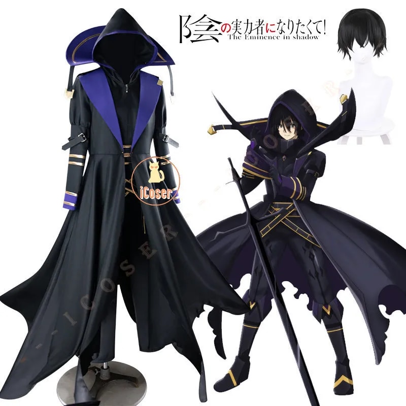 Anime The Eminence In Shadow Kagenou Cid Cosplay Costume Wig Black