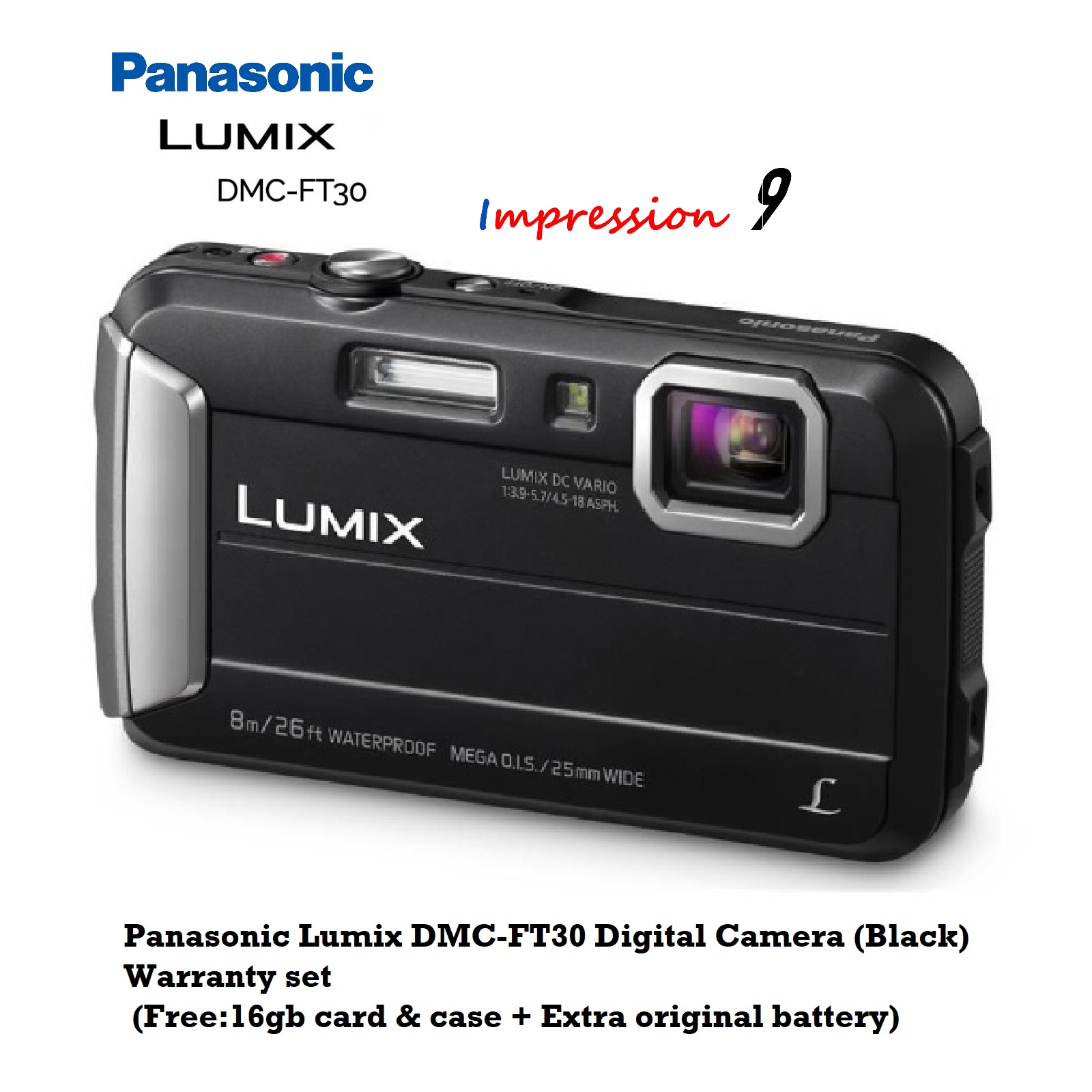 Panasonic Lumix Dmc Ft30 Digital Camera Black Warranty Set Free 16gb Card Case Extra Original Battery Lazada Singapore