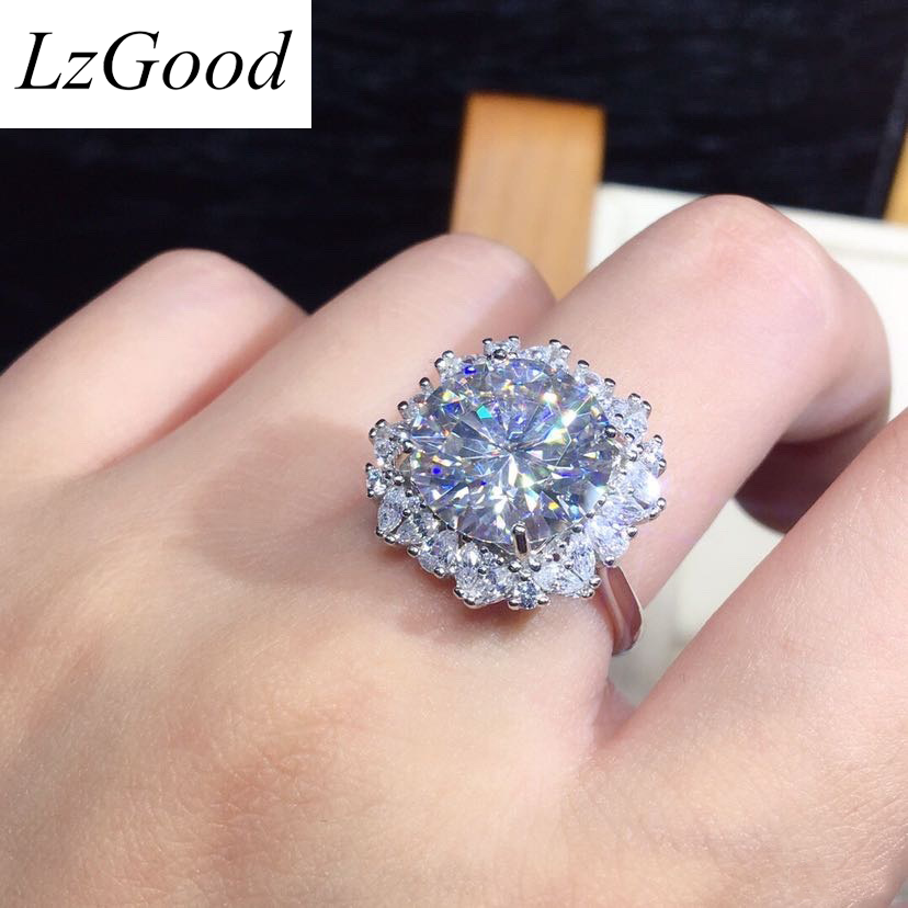 Hot Sale 5 Carats Diamond Plum Blossom Adjustable Rings Women Jewelry Wedding Christmas Gift