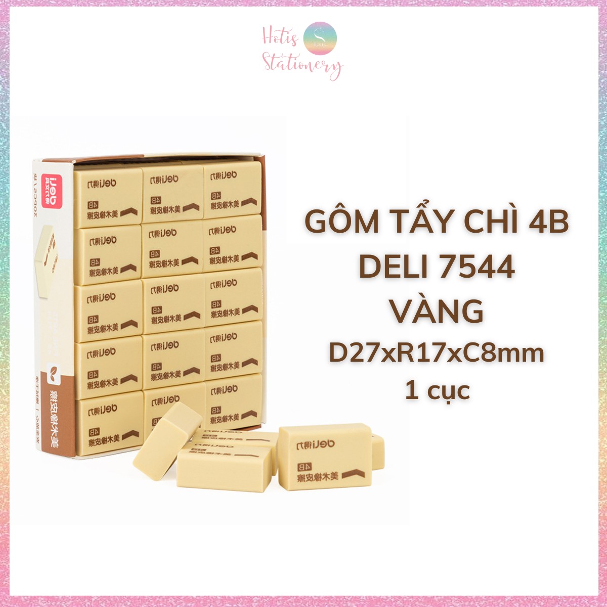 Gôm tẩy bút chì 4B DELI tẩy sạch sẽ, ít vụn, không mòn giấy